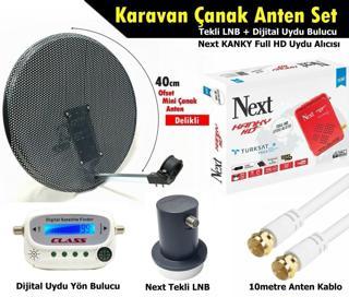 Antenci 40 cm Delikli Karavan Çanak Anten Seti + Dijital Uydu Bulucu