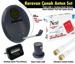 Antenci 40 cm Karavan Çanak Anten Seti + Next HD Uydu Alıcısı + Analog Uydu Bulucu