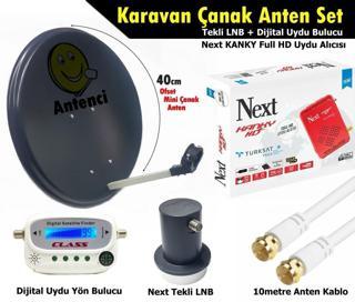 Antenci 40 cm Karavan Çanak Anten Seti + Next HD Uydu Alıcısı + Dijital Uydu Bulucu