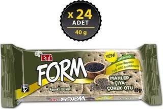Eti Form Mahlepli, Çiyalı ve Çörek Otlu Kepekli Bisküvi 40 gr x 24 Adet