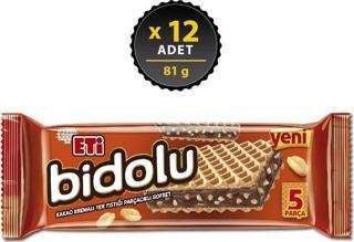 Bidolu Kakao Kremalı Yer Fıstığı Parçacıklı Gofret 81 gr x 12 Adet