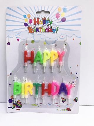 Parti Aksesuar Happy Birthday Yazılabilen Rengarenk Doğum Günü Mumu