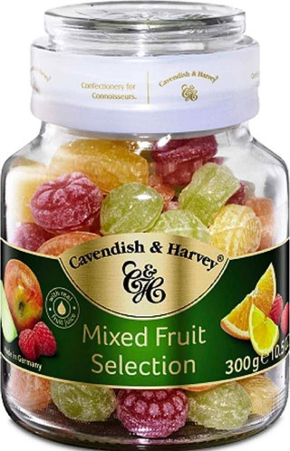 Cavendish & Harvey Mixed Fruit Hard Candy Drops/Karışık Meyveli Şeker Cam Kavanoz 300 g