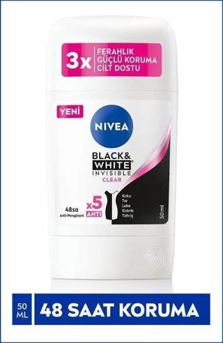 Nivea Kadın Stick Deodorant Black & White Invisible Clear 50 ml