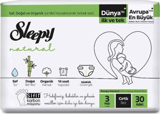 Sleepy Natural No: 3 Cırtlı Bebek Bezi 30 Adet 8681212064602