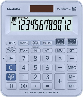 Casio Mj-120D Plus Açık Mavi İşlem Kontrollü 12 Hane Masa Üstü Hesap Makinesi