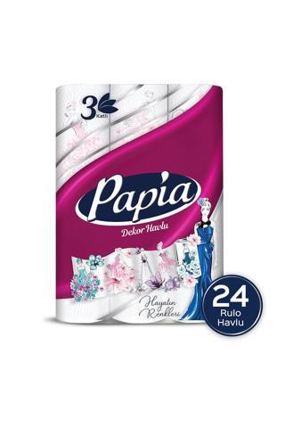 Papia Dekor Kağıt Havlu 24 Rulo (12 Rulo X 2 Paket)