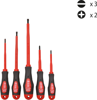 Cer-Pa Norm Prosoft 5 Parça İzoleli Tornavida Takımı/Seti (3xDüz/2xYıldız)