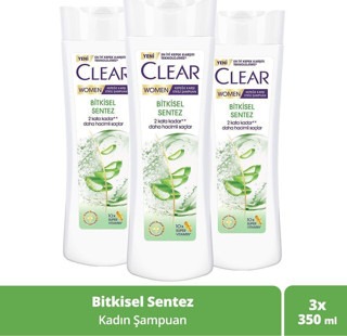 Clear Women Kepeğe Karşı Etkili Şampuan Bitkisel Sentez 350 ml X3
