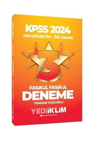 2024 KPSS Ortaöğretim - Önlisans Fasikül Yıldız Tamamı Çözümlü 3 Deneme - Kolektif  - Yediiklim Yayınları