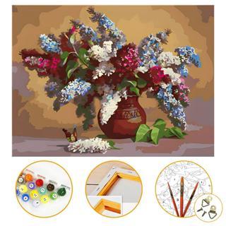 Tale Hobby Vazo Çiçek - Sayılarla Boyama Seti Kasnağa Gerili 60x75cm Boyalar ve Fırçalar Dahil