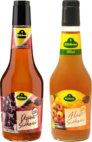 Kühne Üzüm Sirkesi 500 ml ve Alıç Sirkesi 500 ml Cam 2 li Set