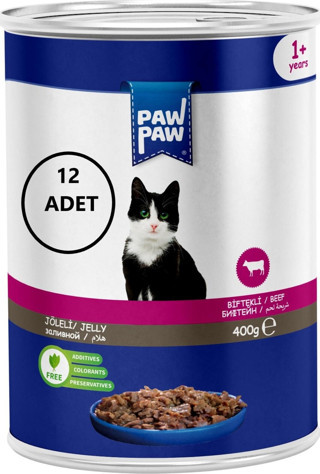 (KLASSMAMA) Joleli Biftek Etli Yetişkin Kedi Konservesi 400Gr 12'liklas331