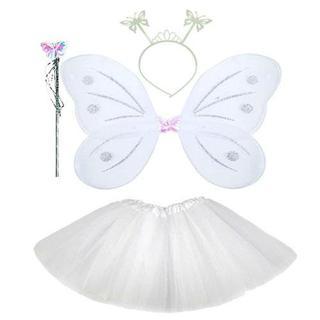 himarry Beyaz Kelebek Kostümü - Beyaz Kelebek Kostüm Aksesuar Seti 4 Parça