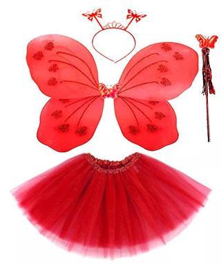 himarry Kırmızı Kelebek Kostümü - Kırmızı Kelebek Kostüm Aksesuar Seti 4 Parça