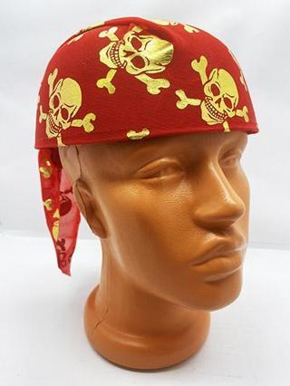 himarry Kırmızı Renk Altın Kuru Kafa Baskılı Tas Korsan Şapkası