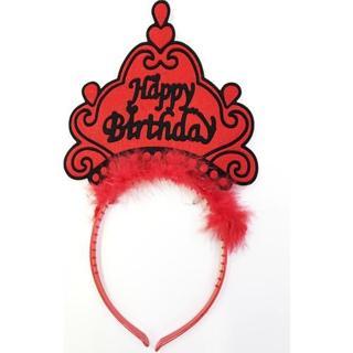 himarry Happy Birthday Neon Kırmızı Renk Doğum Günü Tacı 24x15 cm