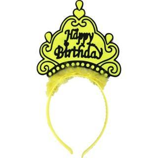 himarry Happy Birthday Neon Sarı Renk Doğum Günü Tacı 24x15 cm