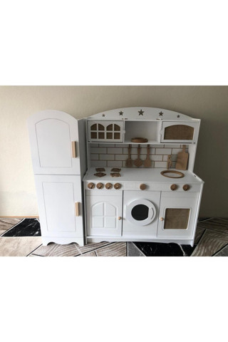 Özka Hobi Ahşap Beyaz 3 Kapaklı Mutfak Seti