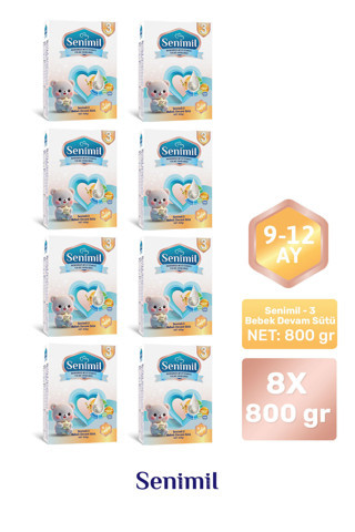 3 BEBEK DEVAM SÜTÜ 800 GR (9-12 AY) 8 Lİ AVANTAJ PAKETİ