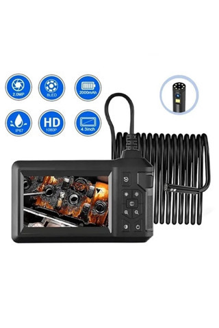 Epilons Vtn-008 Ekranlı Çift Kameralı 10 Mt Sert Kablo Yılan Endoskop Kamera 8 Mm 4.3 Inc