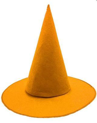 himarry Turuncu Renk Keçe Cadı Şapkası Yetişkin Çocuk Uyumlu 35X38 cm