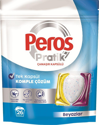 Peros Pratik Çamaşır Deterjanı Kapsülü 26 Adet Beyazlar