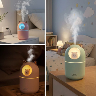 Kedicik Figürlü Hava Nemlendirici – Ultrasonik Soğuk Buhar Makinesi, Led Işıklı Masaüstü Oda Nemlend