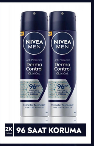 Men Derma Control Clinical Erkek Sprey Deodorant 150ml,96 Saat Üstün Koruma X2 Adet