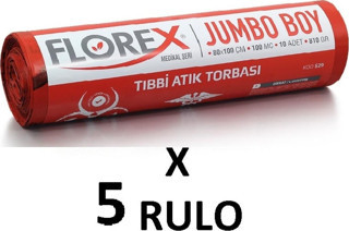 Tıbbi Atık Baskılı Jumbo Boy ( 80x110 cm ) Çöp Poşeti 5 Rulo 10*5=50