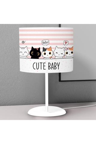 instababyrooms Sevimli Bebek Kediler Desenli Çocuk Odası Dijital Baskılı Çocuk Odası Masaüstü Abajur Avize