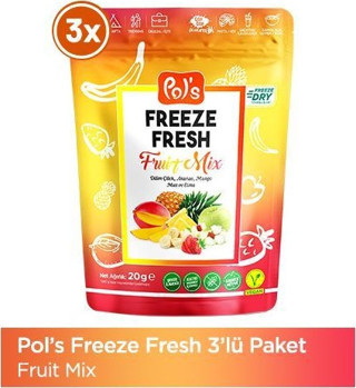 Pol's Freeze Fresh Fruit Mix 20 g x 3 adet 