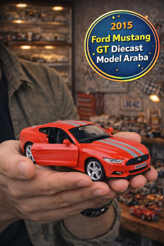 Amerikan Serisi Kırmızı 2015 Ford Mustang GT 51 Açılır Kapı Çek Bırak Metal Araba 1:32