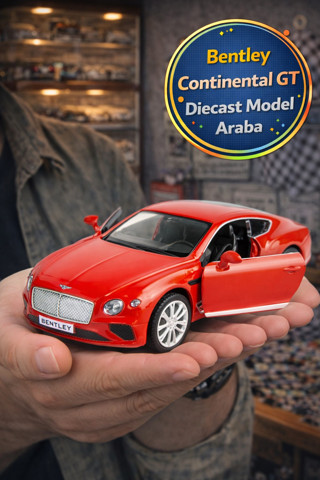 Günümüz Avrupa Serisi Kırmızı Bentley Continental GT Açılır Kapı Çek Bırak Metal Model Araba 1:32