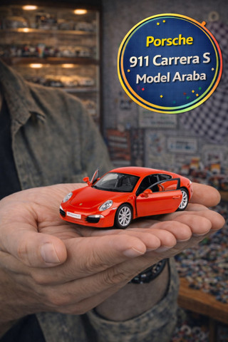 Günümüz Avrupa Serisi Kırmızı Porsche 911 Carrera S Açılır Kapı Çek Bırak Metal Model Araba 1:32