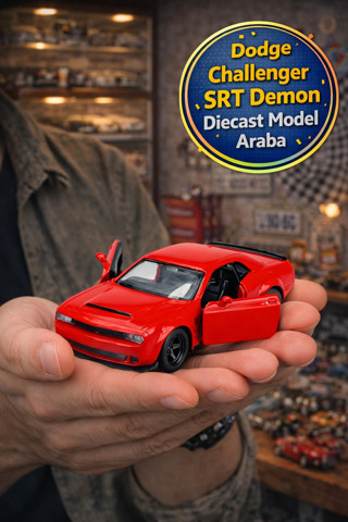 Amerikan Serisi Kırmızı Dodge Challenger SRT Demon Açılır Kapı Çek Bırak Metal Araba 1:32