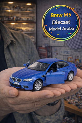 Günümüz Avrupa Serisi Mavi Bmw M5 Açılır Kapı Çek Bırak Metal Model Araba 1:32