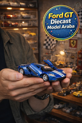 Amerikan Serisi Mavi Ford GT 74 Açılır Kapı Çek Bırak Metal Araba 1:32