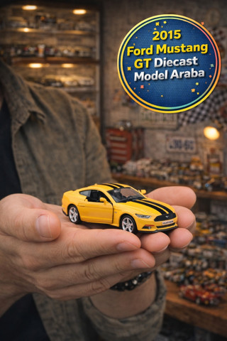 Amerikan Serisi Sarı 2015 Ford Mustang GT 51 Açılır Kapı Çek Bırak Metal Araba 1:32