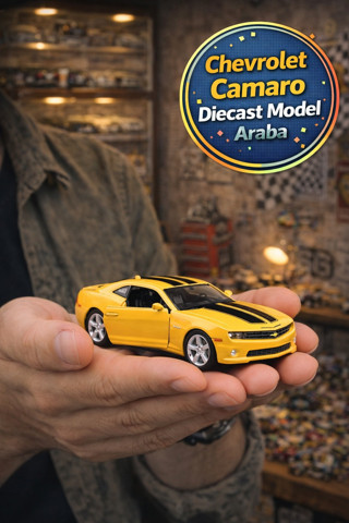 Amerikan Serisi Sarı Chevrolet Camaro 20 Açılır Kapı Çek Bırak Metal Araba 1:32