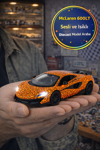 Keith Haring Serisi Turuncu McLaren 600LT Sesli Işıklı Açılır Kapı Metal Model Araba 1:32