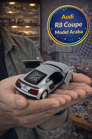Günümüz Avrupa Serisi Gri Audi R8 Coupé Açılır Kapı Çek Bırak Metal Model Araba 1:32