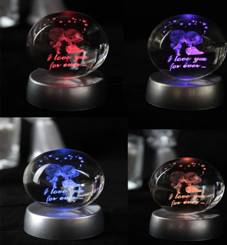 Mutlu Çiftler Tasarımlı Renk Değiştiren Cam Küre