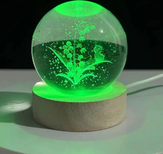 Ahşap Altlıklı Renk Değiştiren Usb li Cam Küre