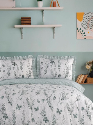 Uçkan Home Mint Yeşili Çift Kişilik Fırfırlı Nevresim Seti