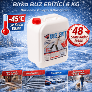 Birka Buz Eritici 6 Kg – Buzlanma Önleyici ve Buz Çözücü, -45°C, Magnezyum Klorürlü