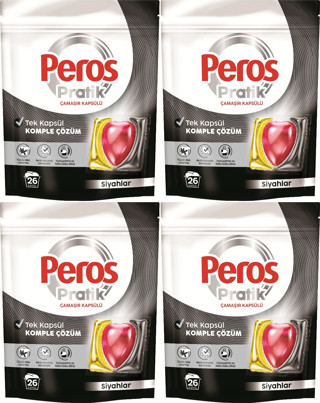 Peros Pratik Matik Çamaşır Deterjanı Kapsülü - Tableti 104 Adet Siyahlar (4PK*26)