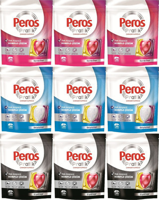 Peros Pratik Matik Çamaşır Deterjanı Kapsülü - Tableti 234 Adet (9PK*26) (Karma Set)