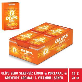 Olips Zero Şekersiz Limon & Portakal & Greyfurt Aromalı C Vitaminli Şeker 28 gr - 12 Adet