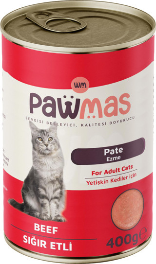 Pawmas Pate Sığır Etli Yetişkin Kedi Konservesi 400 gr